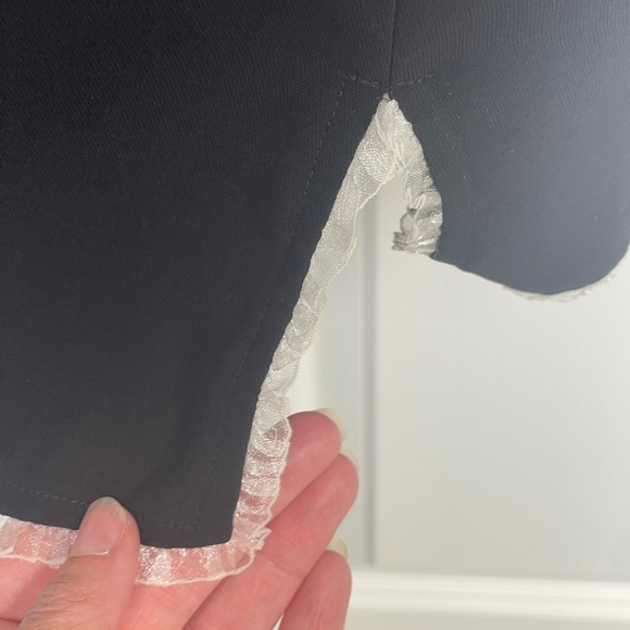 AMANDA UPRICHARD VALETTA DRESS {$238 MSRP} Black Ivory Lace Trim White Bow Small - Picture 5 of 11